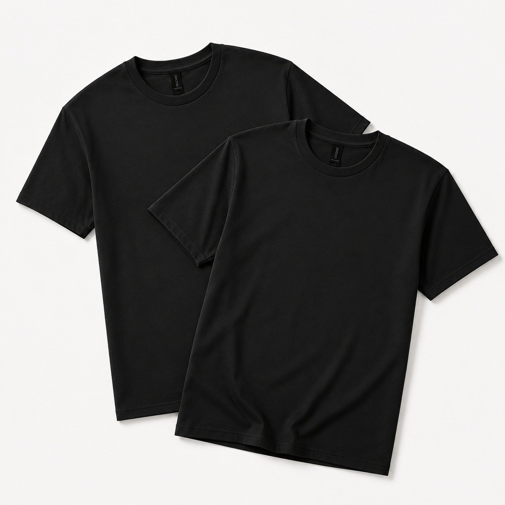 NWT Set 2 Gildan Black Short Sleeve T-Shirts Classic Crew Neck 2X